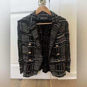 Balmain black tweed blazer, size 34